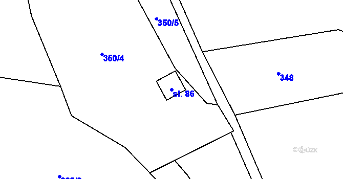 Parcela st. 86 v KÚ Oplany, Katastrální mapa