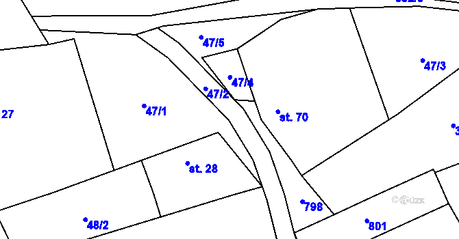 Parcela st. 47/2 v KÚ Oplany, Katastrální mapa