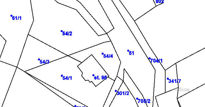 Parcela st. 54/4 v KÚ Oplany, Katastrální mapa