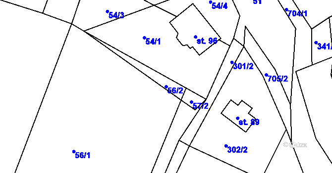 Parcela st. 56/2 v KÚ Oplany, Katastrální mapa