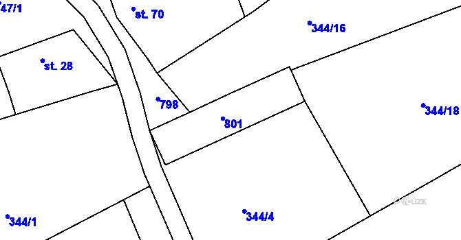 Parcela st. 87/2 v KÚ Oplany, Katastrální mapa