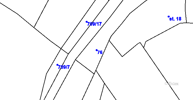 Parcela st. 76 v KÚ Oplany, Katastrální mapa