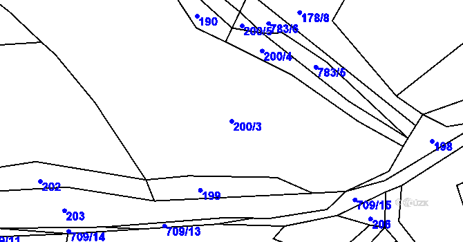 Parcela st. 200/3 v KÚ Oplany, Katastrální mapa