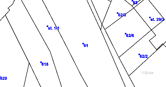 Parcela st. 61 v KÚ Prusice, Katastrální mapa