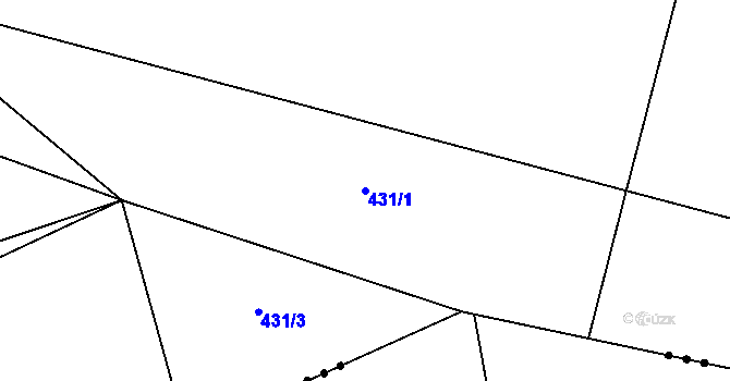 Parcela st. 431/1 v KÚ Prusice, Katastrální mapa