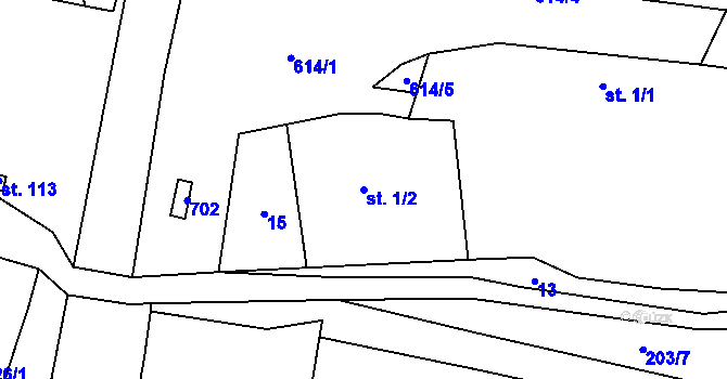 Parcela st. 1/2 v KÚ Výžerky, Katastrální mapa