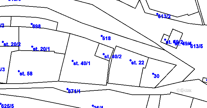 Parcela st. 40/2 v KÚ Výžerky, Katastrální mapa