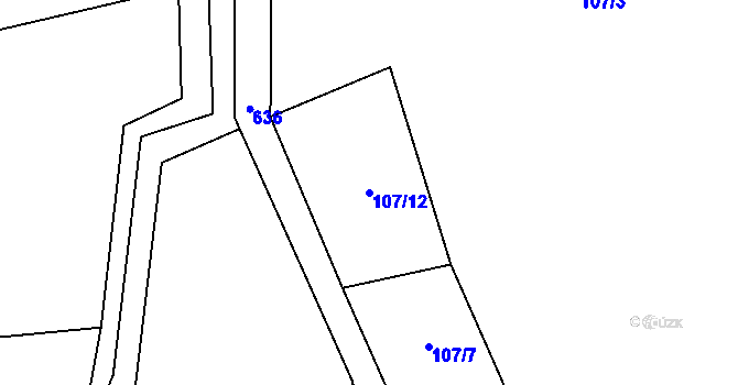 Parcela st. 107/12 v KÚ Výžerky, Katastrální mapa