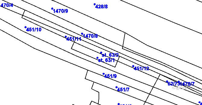 Parcela st. 63/2 v KÚ Nuzice, Katastrální mapa