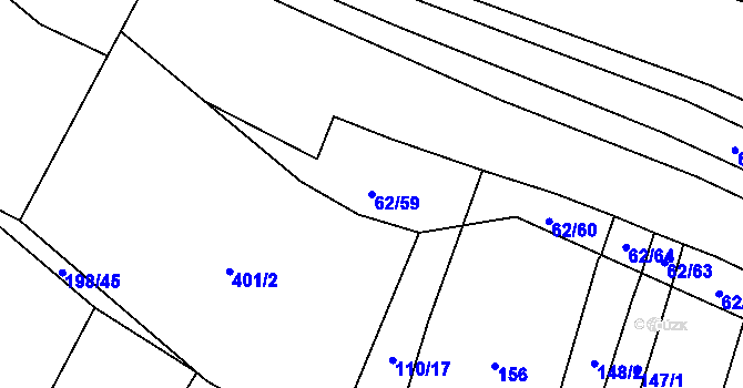 Parcela st. 62/59 v KÚ Nuzice, Katastrální mapa