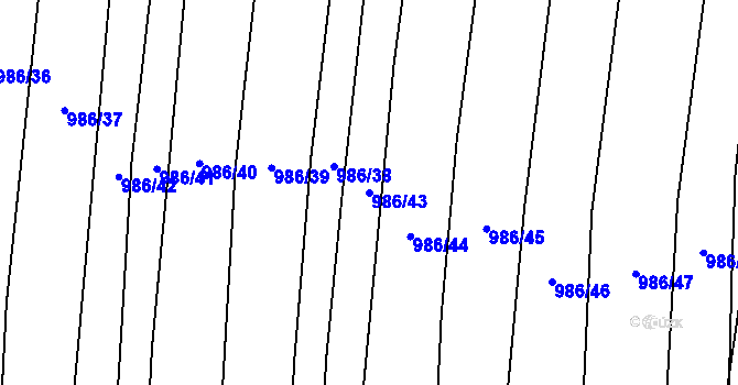 Parcela st. 986/43 v KÚ Nuzice, Katastrální mapa