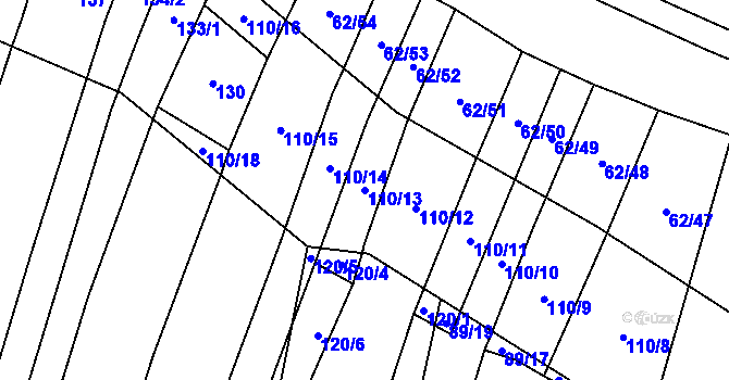 Parcela st. 110/13 v KÚ Nuzice, Katastrální mapa