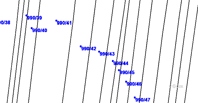 Parcela st. 990/43 v KÚ Nuzice, Katastrální mapa