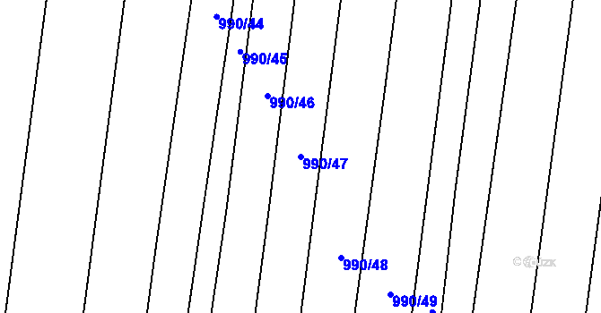 Parcela st. 990/47 v KÚ Nuzice, Katastrální mapa