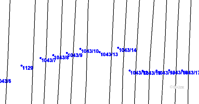 Parcela st. 1043/13 v KÚ Nuzice, Katastrální mapa