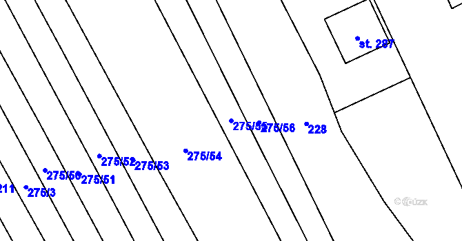 Parcela st. 275/55 v KÚ Nuzice, Katastrální mapa