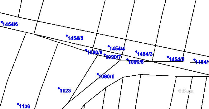 Parcela st. 1090/7 v KÚ Nuzice, Katastrální mapa