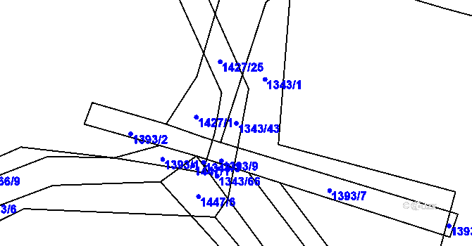 Parcela st. 1343/43 v KÚ Nuzice, Katastrální mapa