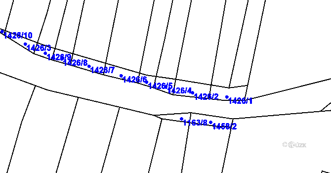Parcela st. 1426/4 v KÚ Nuzice, Katastrální mapa