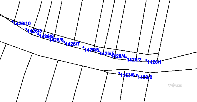 Parcela st. 1426/5 v KÚ Nuzice, Katastrální mapa