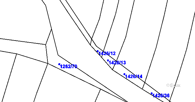 Parcela st. 1426/12 v KÚ Nuzice, Katastrální mapa