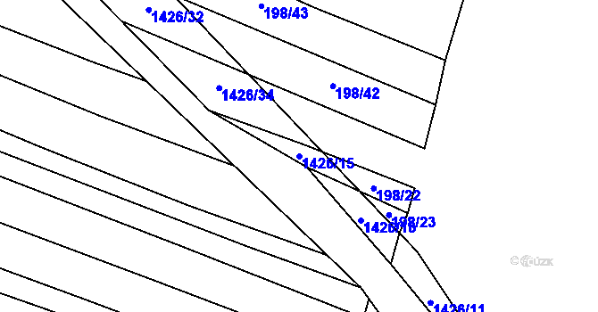 Parcela st. 1426/15 v KÚ Nuzice, Katastrální mapa