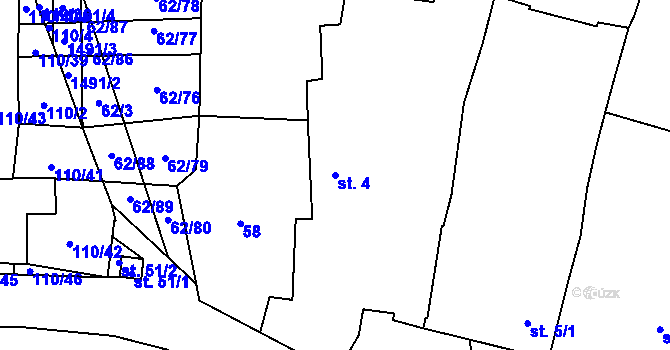 Parcela st. 4 v KÚ Nuzice, Katastrální mapa