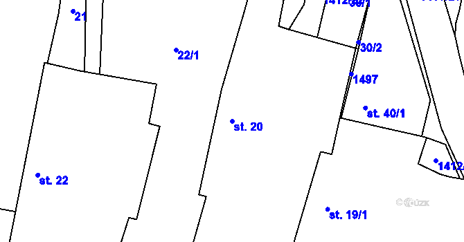 Parcela st. 20 v KÚ Nuzice, Katastrální mapa