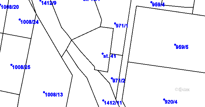 Parcela st. 41 v KÚ Nuzice, Katastrální mapa