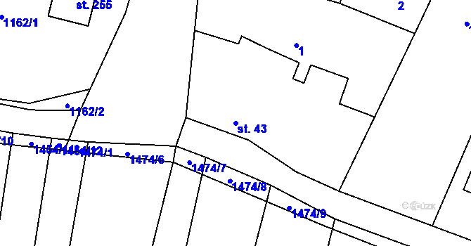 Parcela st. 43 v KÚ Nuzice, Katastrální mapa
