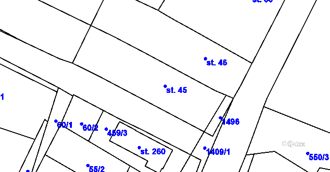 Parcela st. 45 v KÚ Nuzice, Katastrální mapa