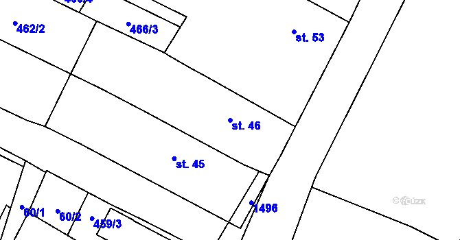 Parcela st. 46 v KÚ Nuzice, Katastrální mapa