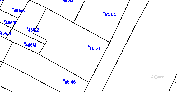 Parcela st. 53 v KÚ Nuzice, Katastrální mapa