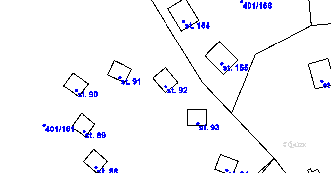 Parcela st. 92 v KÚ Nuzice, Katastrální mapa