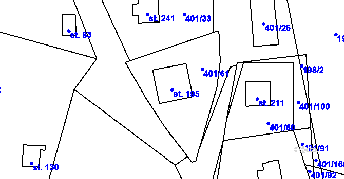 Parcela st. 195 v KÚ Nuzice, Katastrální mapa