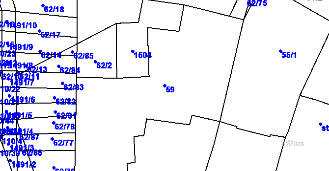 Parcela st. 59 v KÚ Nuzice, Katastrální mapa