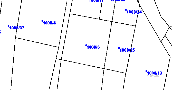 Parcela st. 1008/5 v KÚ Nuzice, Katastrální mapa