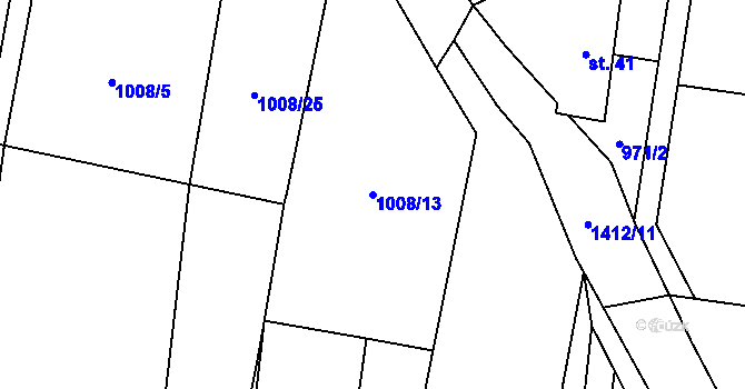 Parcela st. 1008/13 v KÚ Nuzice, Katastrální mapa