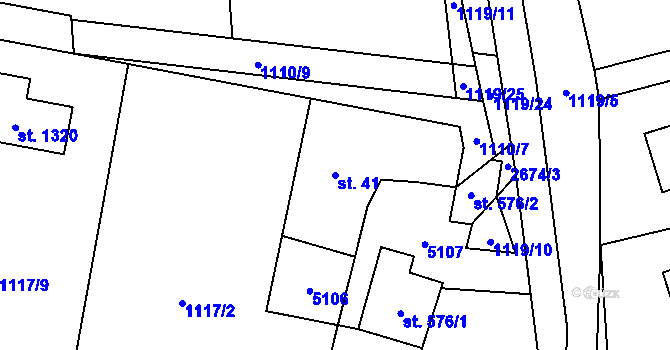 Parcela st. 41 v KÚ Nýdek, Katastrální mapa