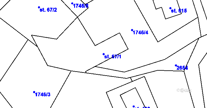 Parcela st. 67/1 v KÚ Nýdek, Katastrální mapa