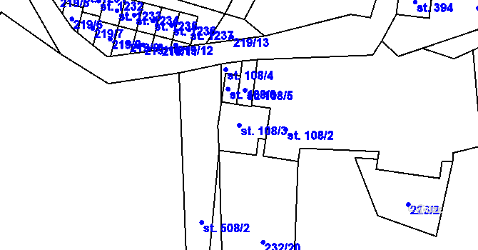 Parcela st. 108/3 v KÚ Nýdek, Katastrální mapa