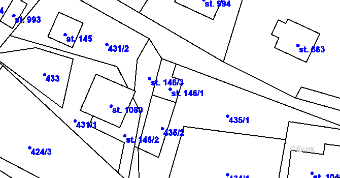 Parcela st. 146/1 v KÚ Nýdek, Katastrální mapa