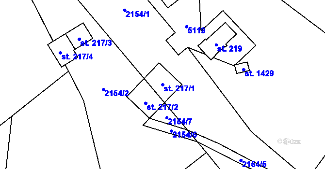 Parcela st. 217/1 v KÚ Nýdek, Katastrální mapa