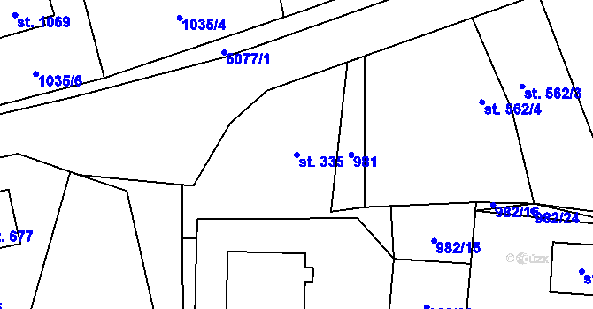 Parcela st. 335 v KÚ Nýdek, Katastrální mapa