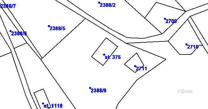 Parcela st. 375 v KÚ Nýdek, Katastrální mapa