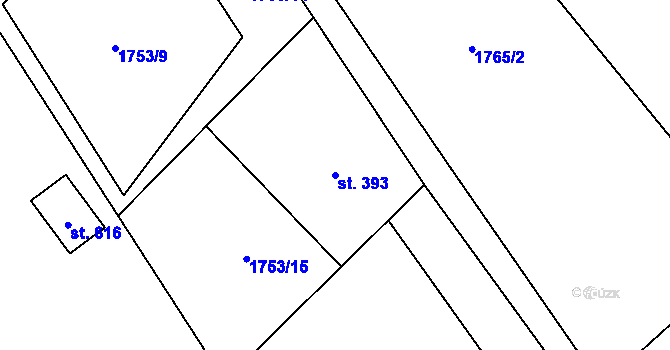 Parcela st. 393 v KÚ Nýdek, Katastrální mapa