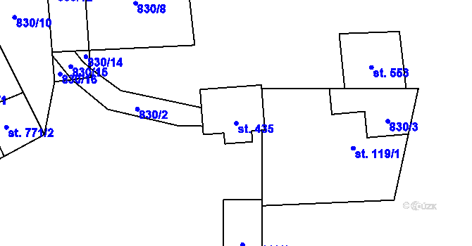 Parcela st. 435 v KÚ Nýdek, Katastrální mapa