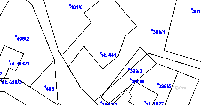 Parcela st. 441 v KÚ Nýdek, Katastrální mapa