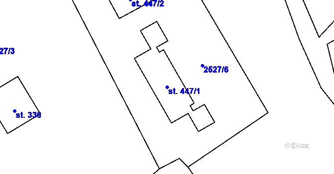 Parcela st. 447/1 v KÚ Nýdek, Katastrální mapa