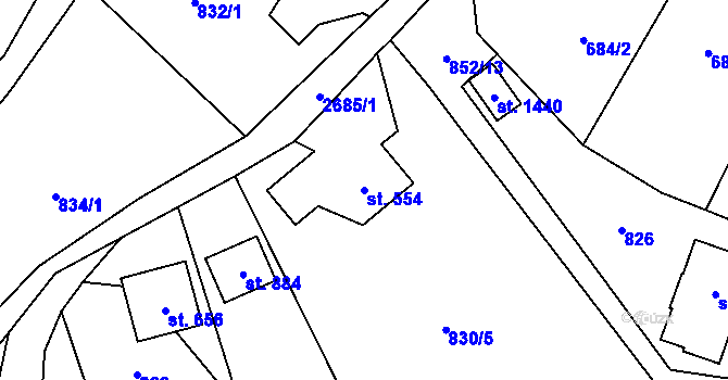 Parcela st. 554 v KÚ Nýdek, Katastrální mapa